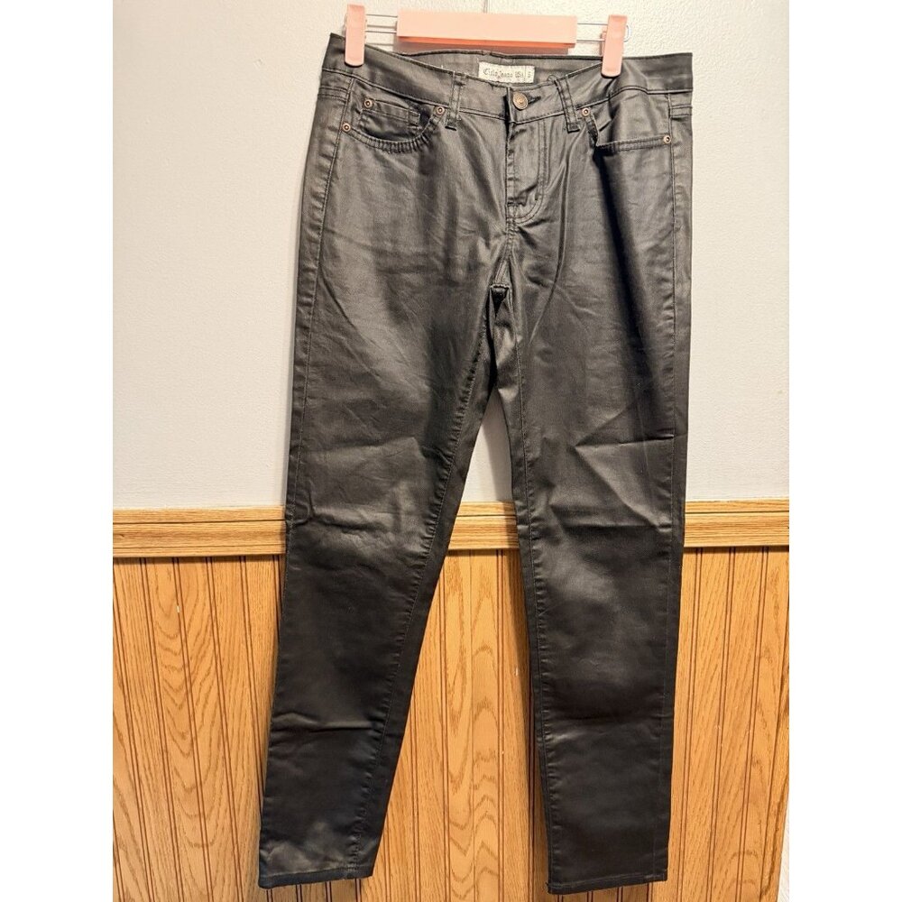 Cielo Jeans Black Pleather Pants Straight Leg Stretch Size 5 Womens